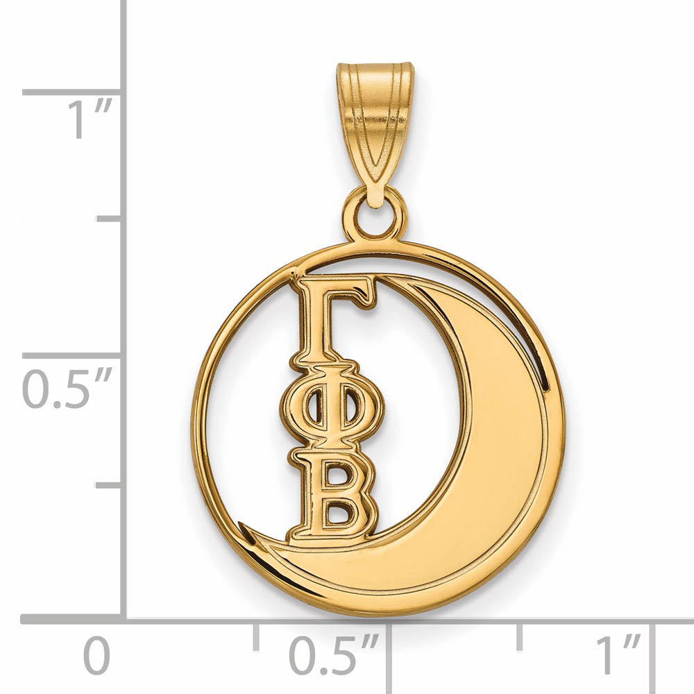 Alternate view of the 14K Plated Silver Gamma Phi Beta Medium Circle Pendant by The Black Bow Jewelry Co.
