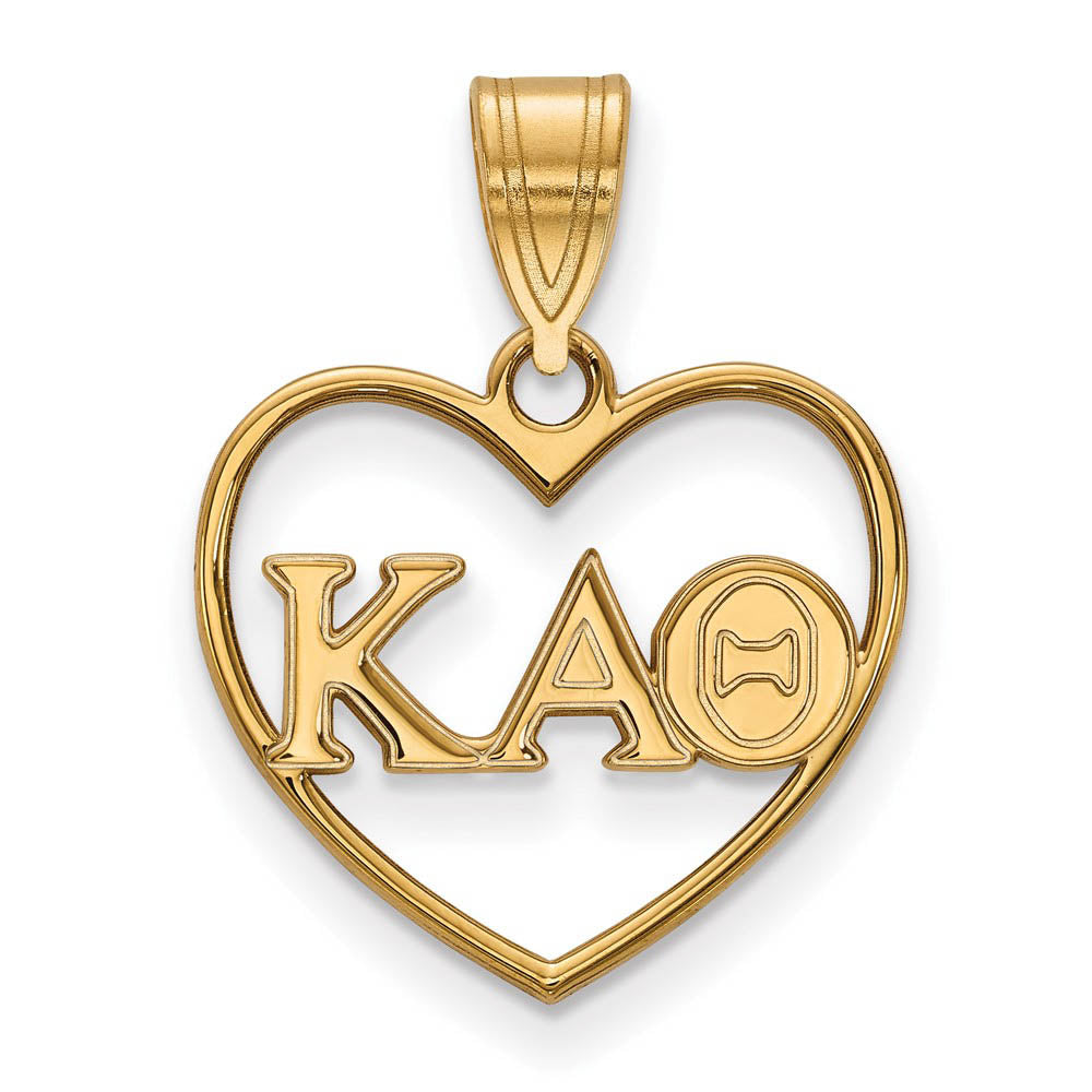 14K Plated Silver Kappa Alpha Theta Heart Greek Letters Pendant, Item P27067 by The Black Bow Jewelry Co.