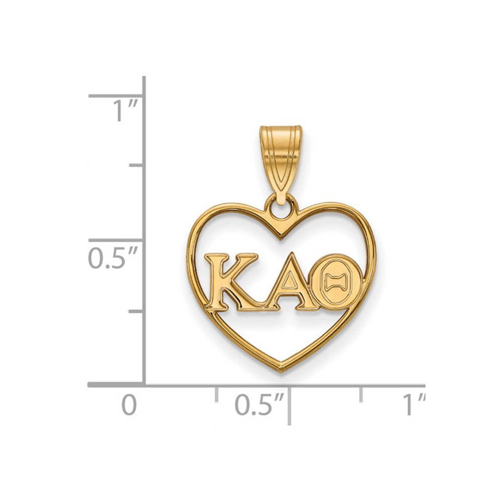 Alternate view of the 14K Plated Silver Kappa Alpha Theta Heart Greek Letters Pendant by The Black Bow Jewelry Co.