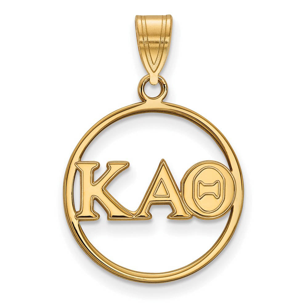 14K Plated Silver Kappa Alpha Theta Med Circle Greek Letters Pendant, Item P27068 by The Black Bow Jewelry Co.