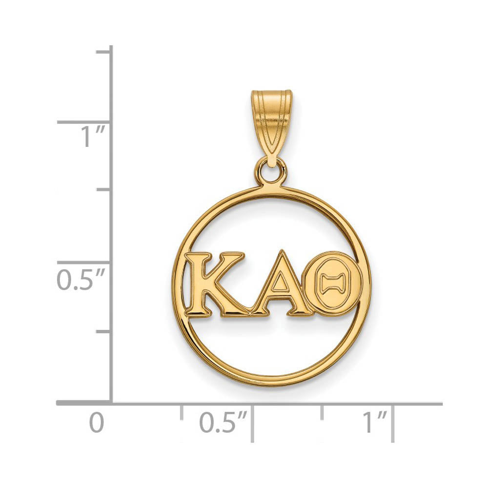 Alternate view of the 14K Plated Silver Kappa Alpha Theta Med Circle Greek Letters Pendant by The Black Bow Jewelry Co.
