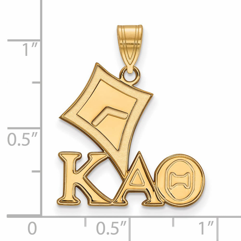 Alternate view of the 14K Plated Silver Kappa Alpha Theta Medium Pendant by The Black Bow Jewelry Co.