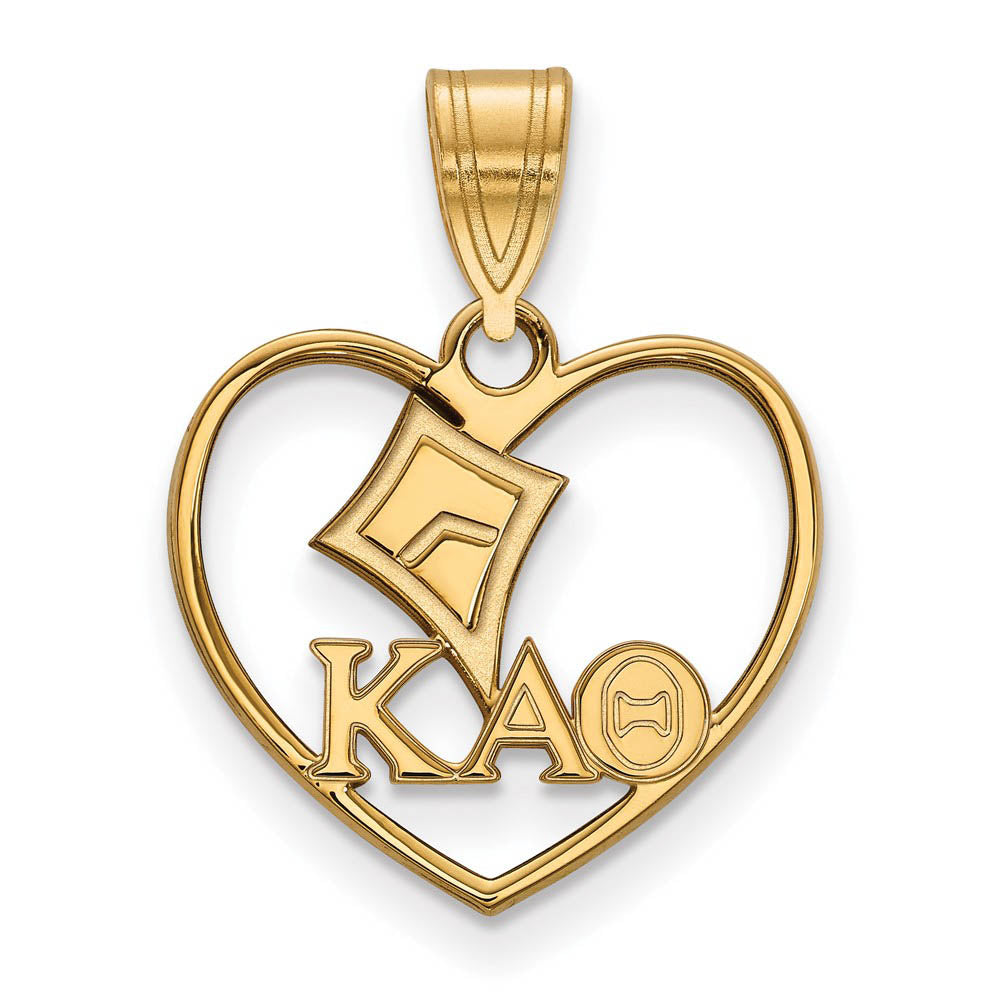 14K Plated Silver Kappa Alpha Theta Heart Pendant, Item P27071 by The Black Bow Jewelry Co.