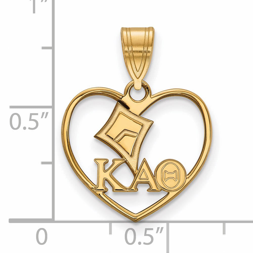 Alternate view of the 14K Plated Silver Kappa Alpha Theta Heart Pendant by The Black Bow Jewelry Co.