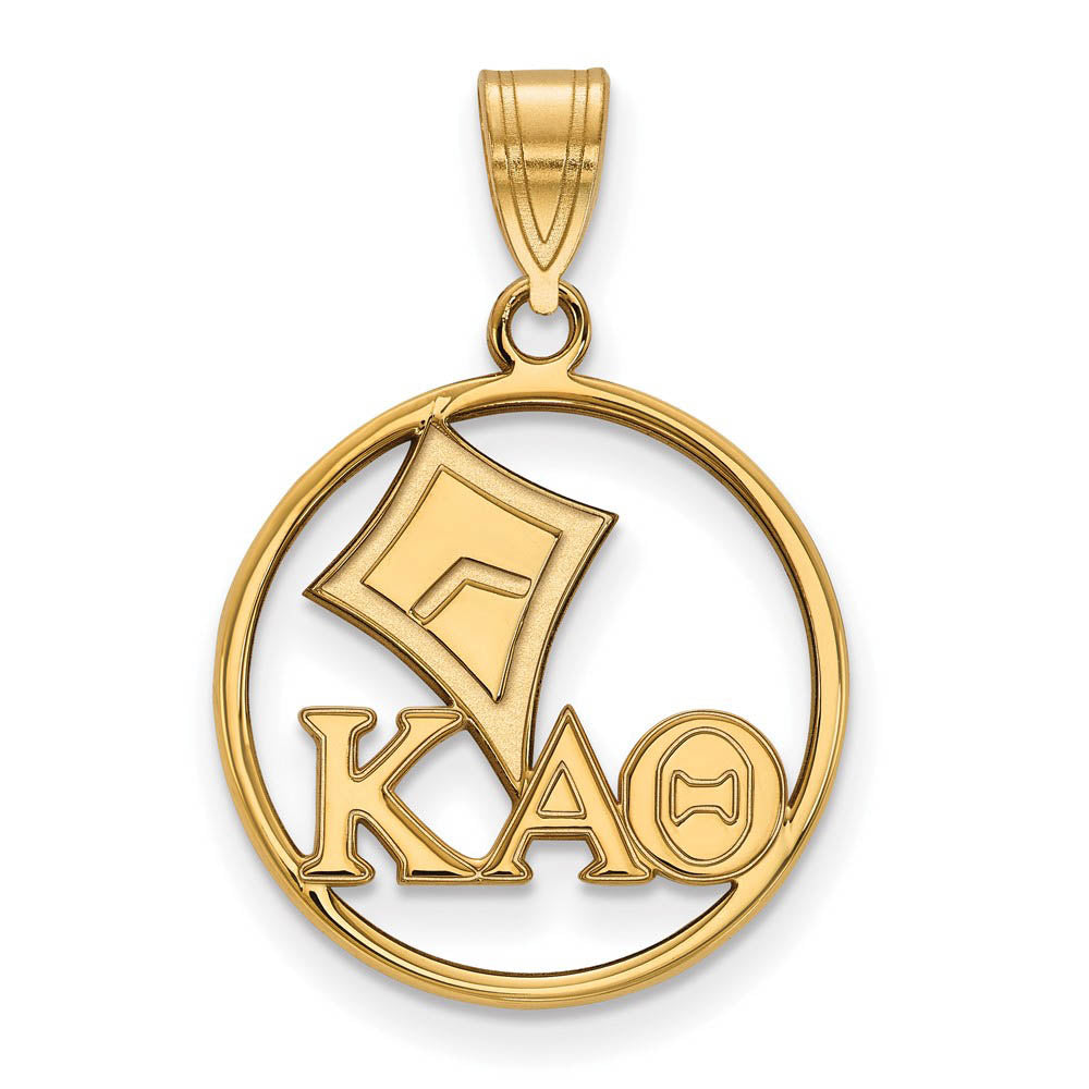 14K Plated Silver Kappa Alpha Theta Medium Circle Pendant, Item P27072 by The Black Bow Jewelry Co.