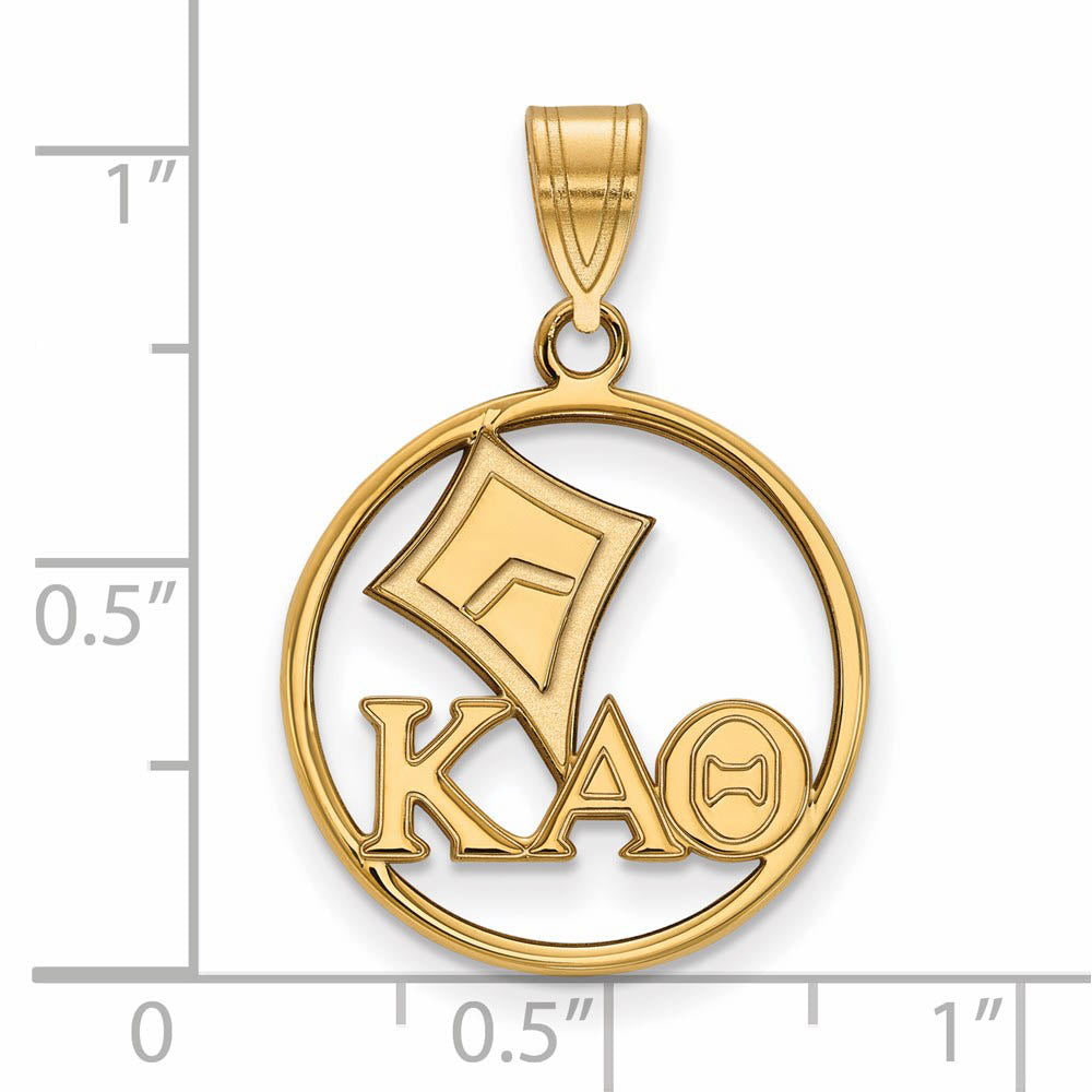 Alternate view of the 14K Plated Silver Kappa Alpha Theta Medium Circle Pendant by The Black Bow Jewelry Co.