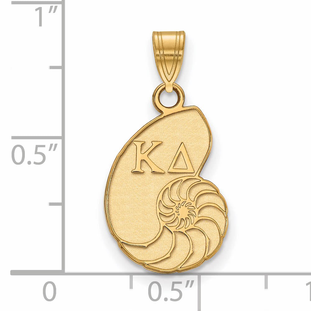 Alternate view of the 14K Plated Silver Kappa Delta Small Pendant by The Black Bow Jewelry Co.