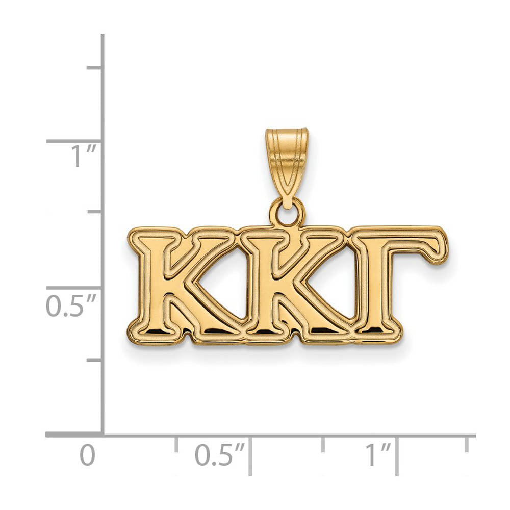 Alternate view of the 14K Plated Silver Kappa Kappa Gamma Medium Pendant by The Black Bow Jewelry Co.