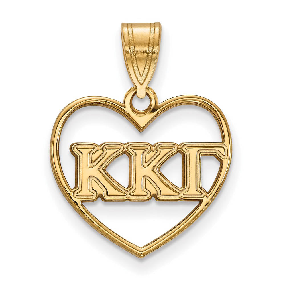 14K Plated Silver Kappa Kappa Gamma Heart Pendant, Item P27077 by The Black Bow Jewelry Co.