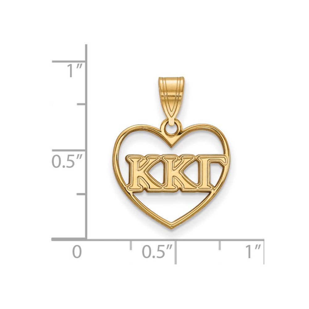 Alternate view of the 14K Plated Silver Kappa Kappa Gamma Heart Pendant by The Black Bow Jewelry Co.