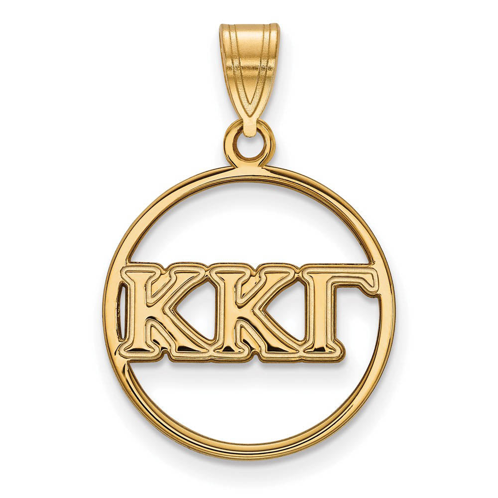 14K Plated Silver Kappa Kappa Gamma Medium Circle Pendant, Item P27078 by The Black Bow Jewelry Co.