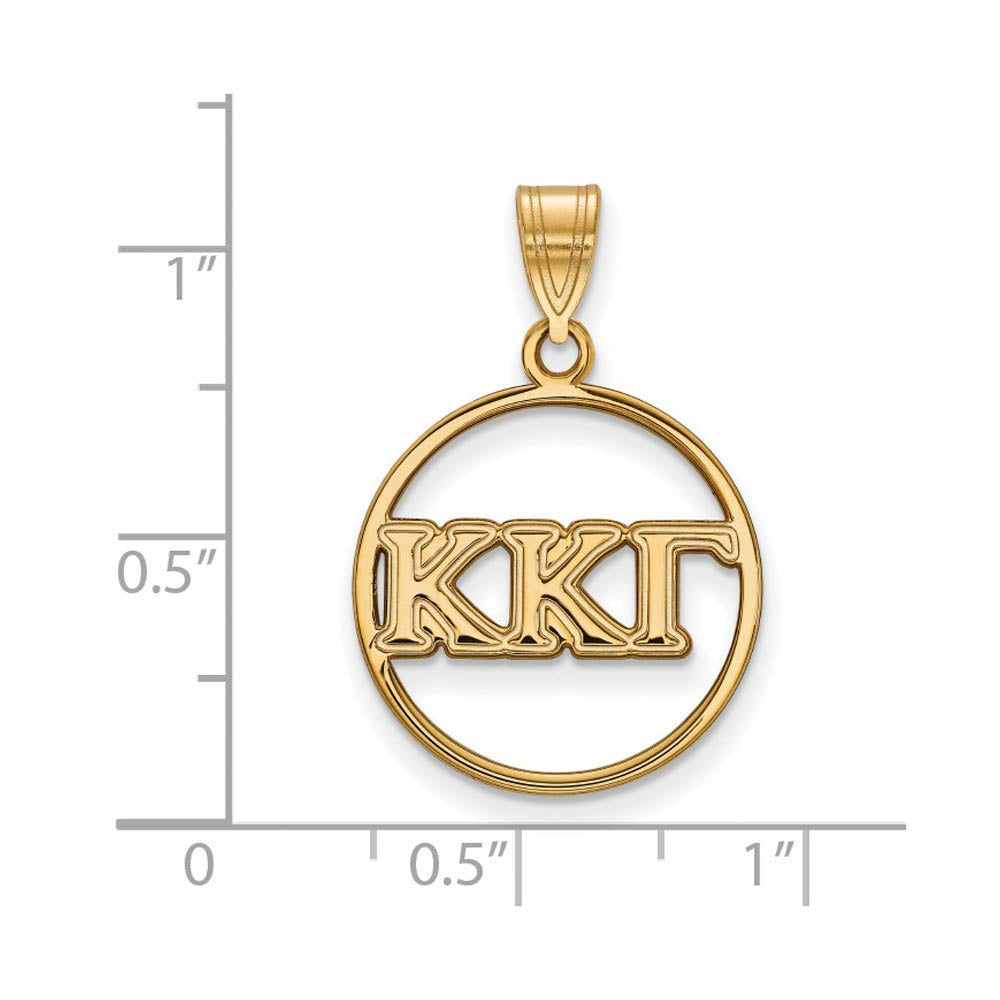 Alternate view of the 14K Plated Silver Kappa Kappa Gamma Medium Circle Pendant by The Black Bow Jewelry Co.