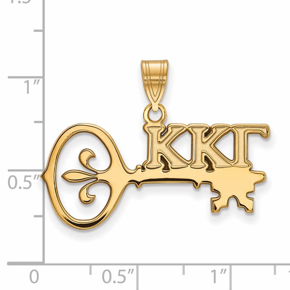 Alternate view of the 14K Plated Silver Kappa Kappa Gamma Medium Greek Letters Pendant by The Black Bow Jewelry Co.