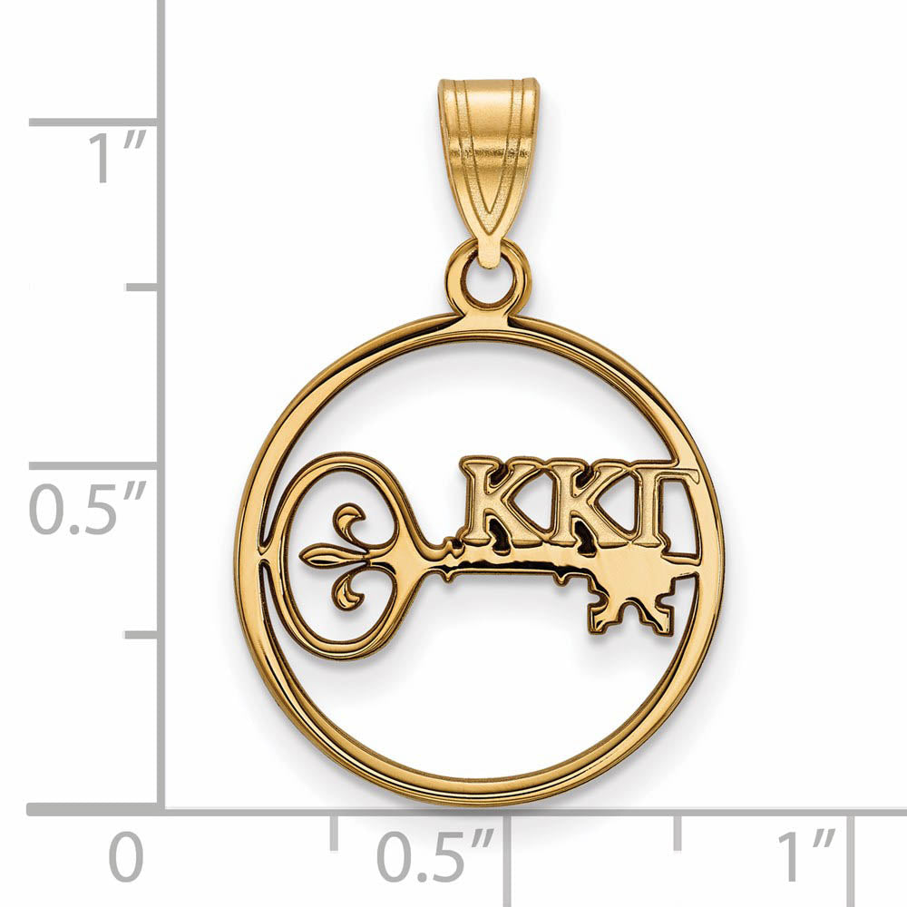 Alternate view of the 14K Plated Silver Kappa Kappa Gamma Med Circle Greek Letters Pendant by The Black Bow Jewelry Co.