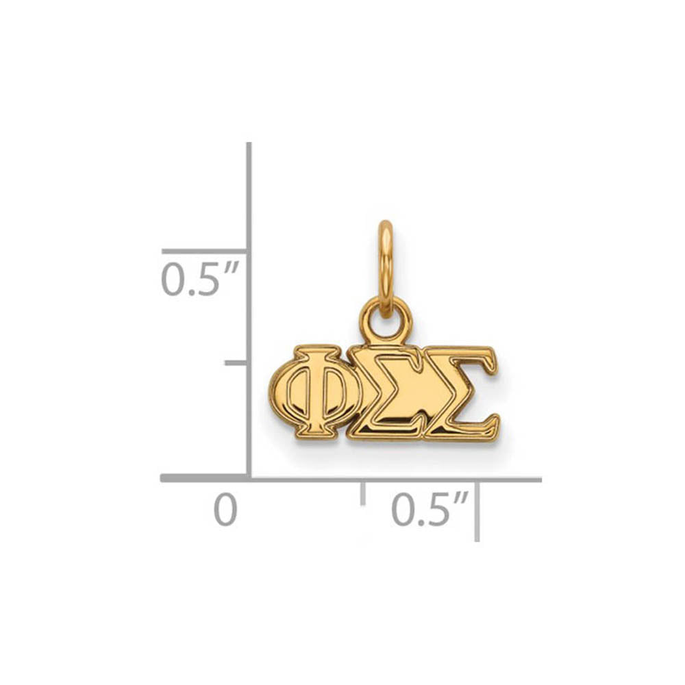 Alternate view of the 14K Gold Plated Silver Phi Sigma Sigma XS (Tiny) Greek Letters Charm by The Black Bow Jewelry Co.