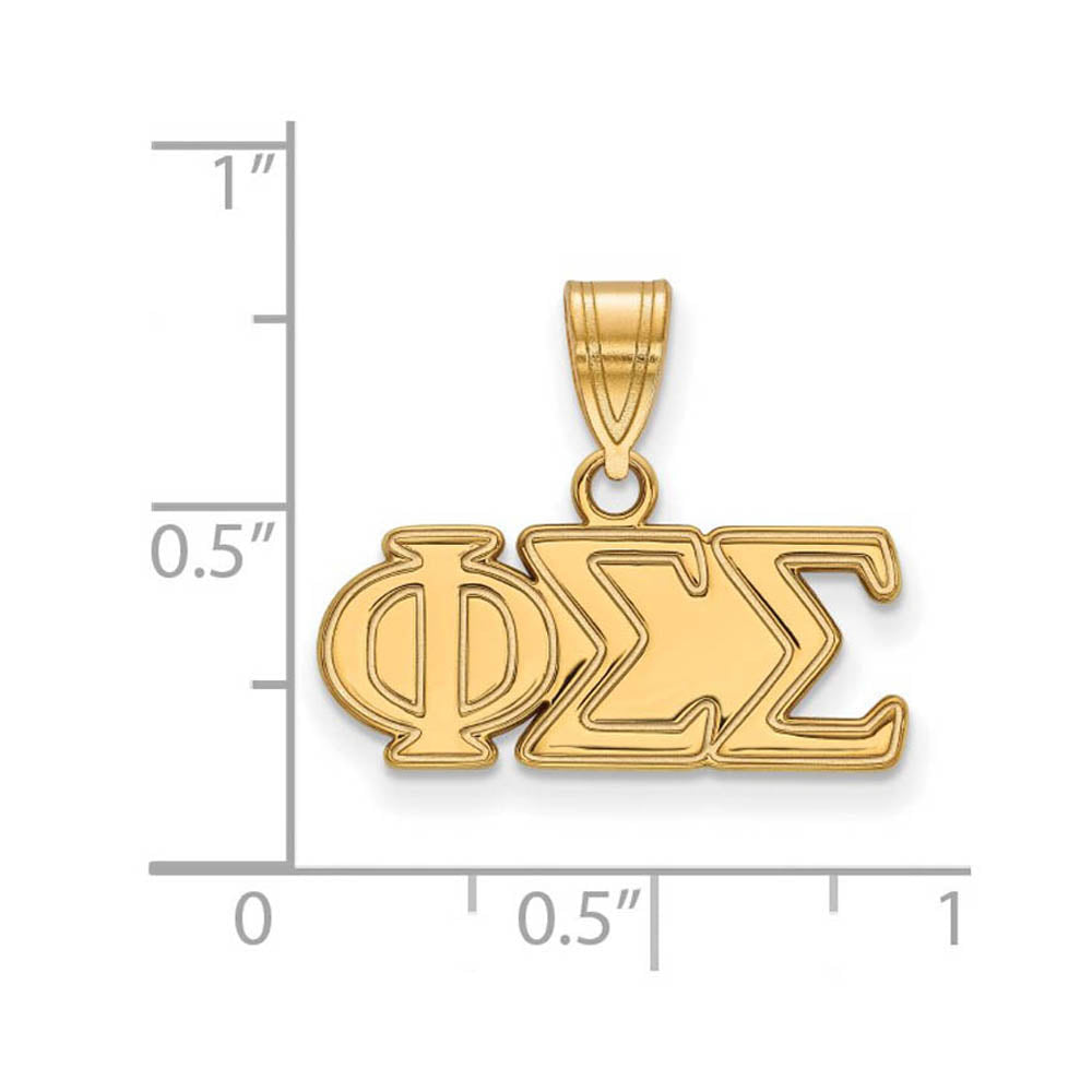 Alternate view of the 14K Plated Silver Phi Sigma Sigma Medium Greek Letters Pendant by The Black Bow Jewelry Co.