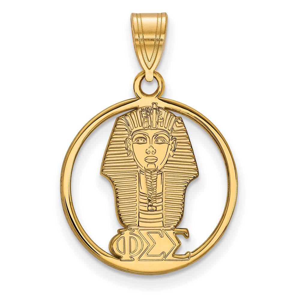 14K Plated Silver Phi Sigma Sigma Medium Circle Pendant, Item P27097 by The Black Bow Jewelry Co.