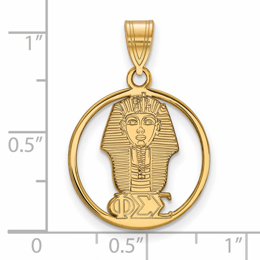 Alternate view of the 14K Plated Silver Phi Sigma Sigma Medium Circle Pendant by The Black Bow Jewelry Co.