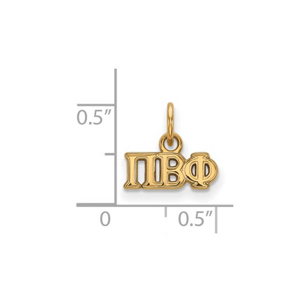 Alternate view of the 14K Gold Plated Silver Pi Beta Phi XS (Tiny) Greek Letters Charm by The Black Bow Jewelry Co.
