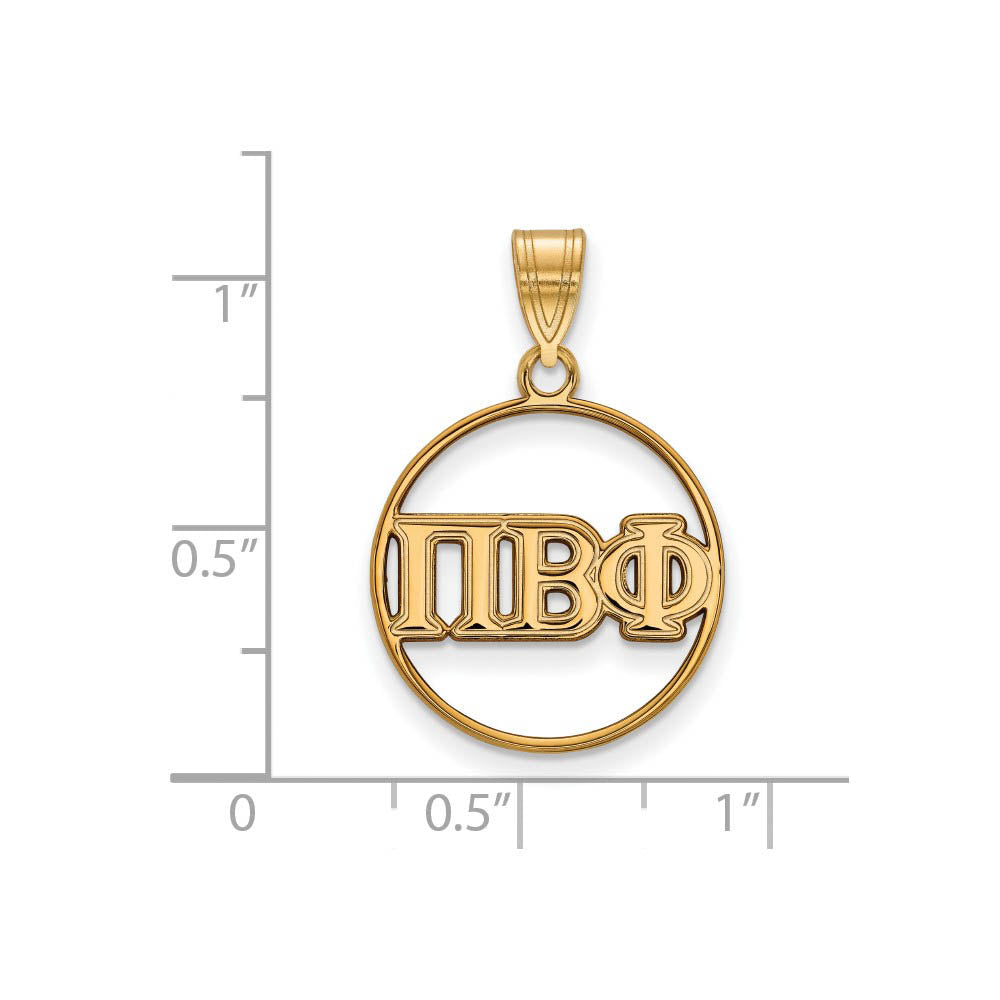 Alternate view of the 14K Plated Silver Pi Beta Phi Medium Circle Greek Letters Pendant by The Black Bow Jewelry Co.