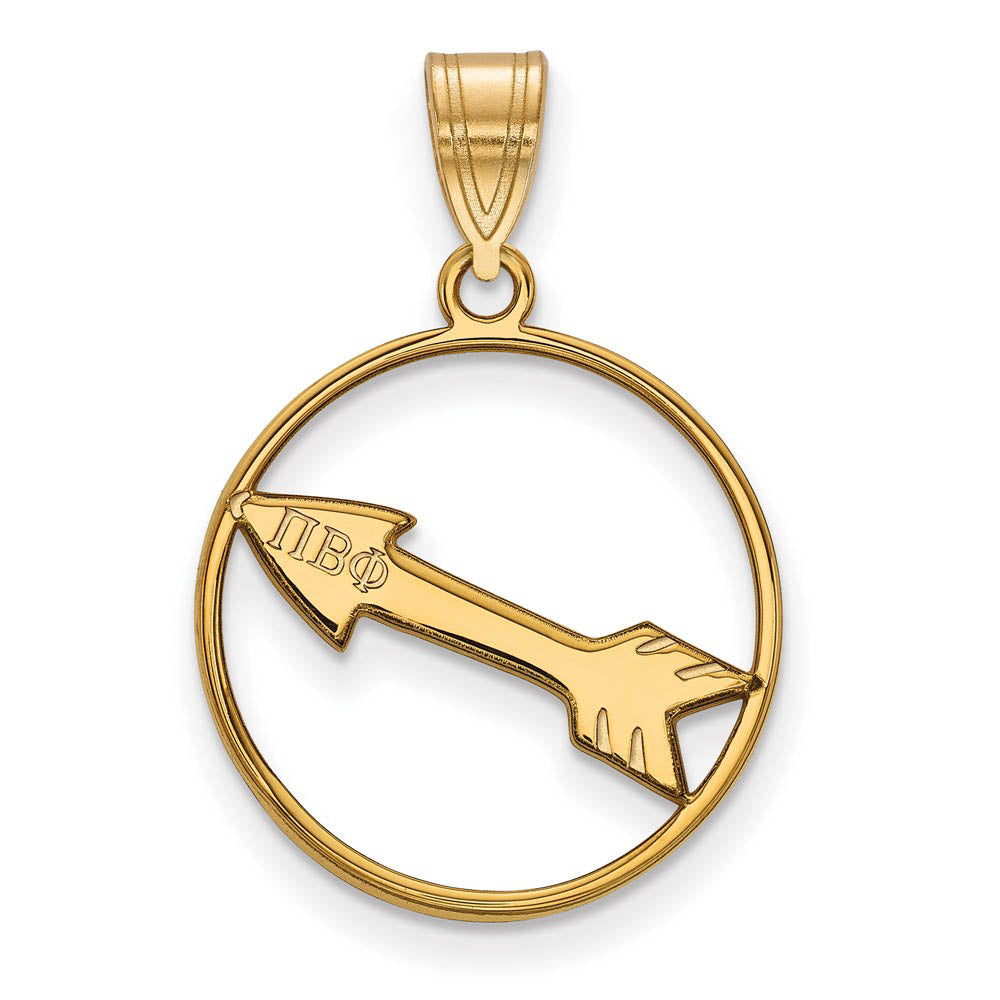 14K Plated Silver Pi Beta Phi Medium Circle Pendant, Item P27107 by The Black Bow Jewelry Co.