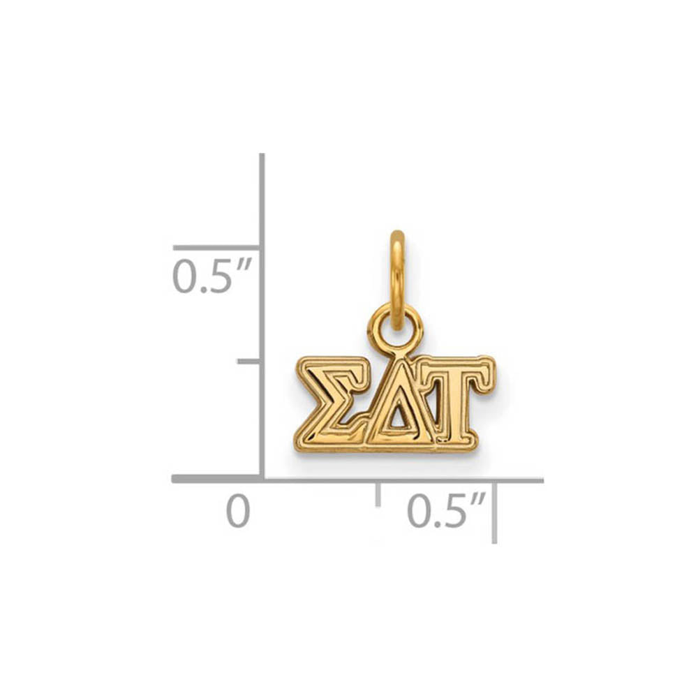 Alternate view of the 14K Gold Plated Silver Sigma Delta Tau XS (Tiny) Greek Letters Charm by The Black Bow Jewelry Co.