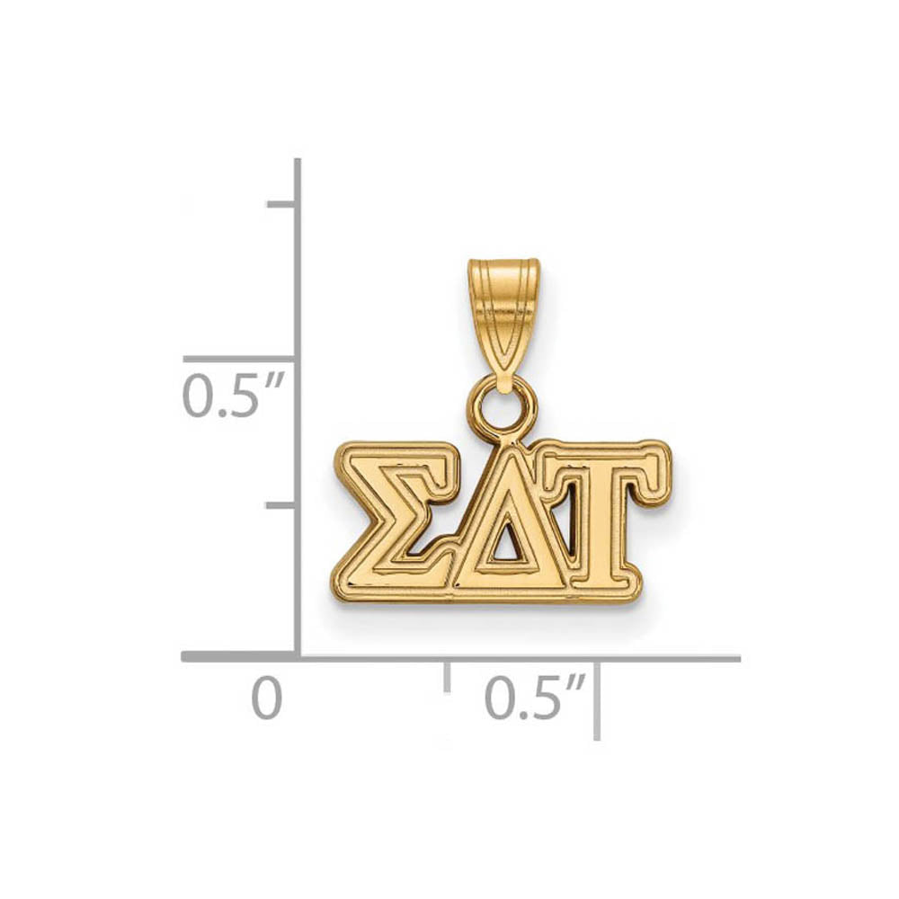 Alternate view of the 14K Plated Silver Sigma Delta Tau Small Greek Letters Pendant by The Black Bow Jewelry Co.