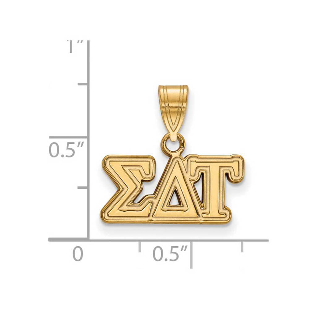 Alternate view of the 14K Plated Silver Sigma Delta Tau Medium Greek Letters Pendant by The Black Bow Jewelry Co.