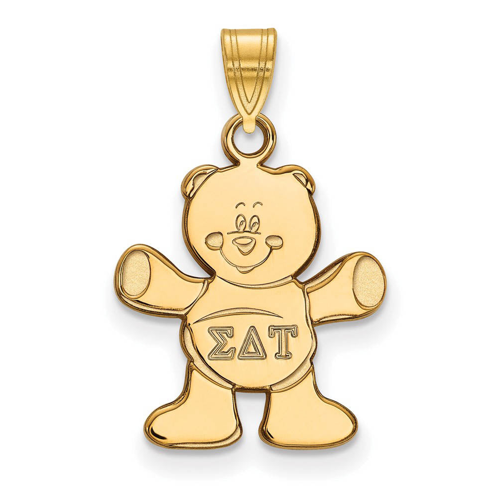 14K Plated Silver Sigma Delta Tau Small Pendant, Item P27114 by The Black Bow Jewelry Co.