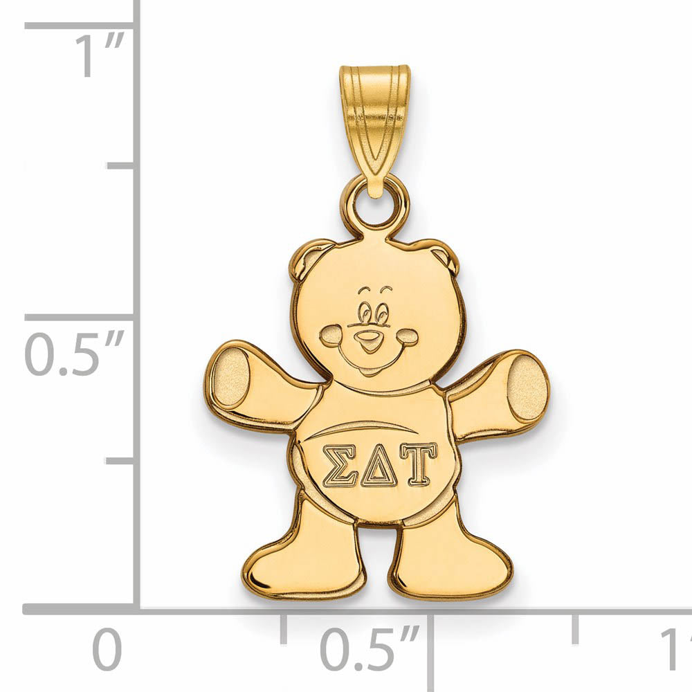 Alternate view of the 14K Plated Silver Sigma Delta Tau Small Pendant by The Black Bow Jewelry Co.