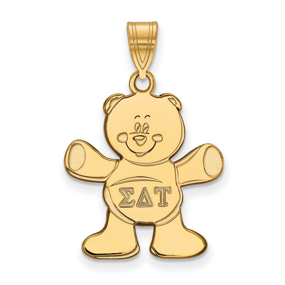 14K Plated Silver Sigma Delta Tau Medium Pendant, Item P27115 by The Black Bow Jewelry Co.