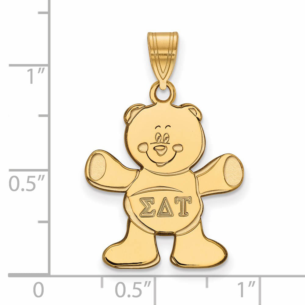 Alternate view of the 14K Plated Silver Sigma Delta Tau Medium Pendant by The Black Bow Jewelry Co.