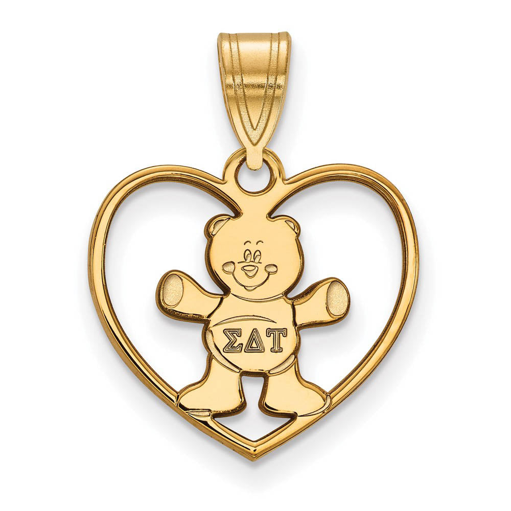 14K Plated Silver Sigma Delta Tau Heart Pendant, Item P27116 by The Black Bow Jewelry Co.
