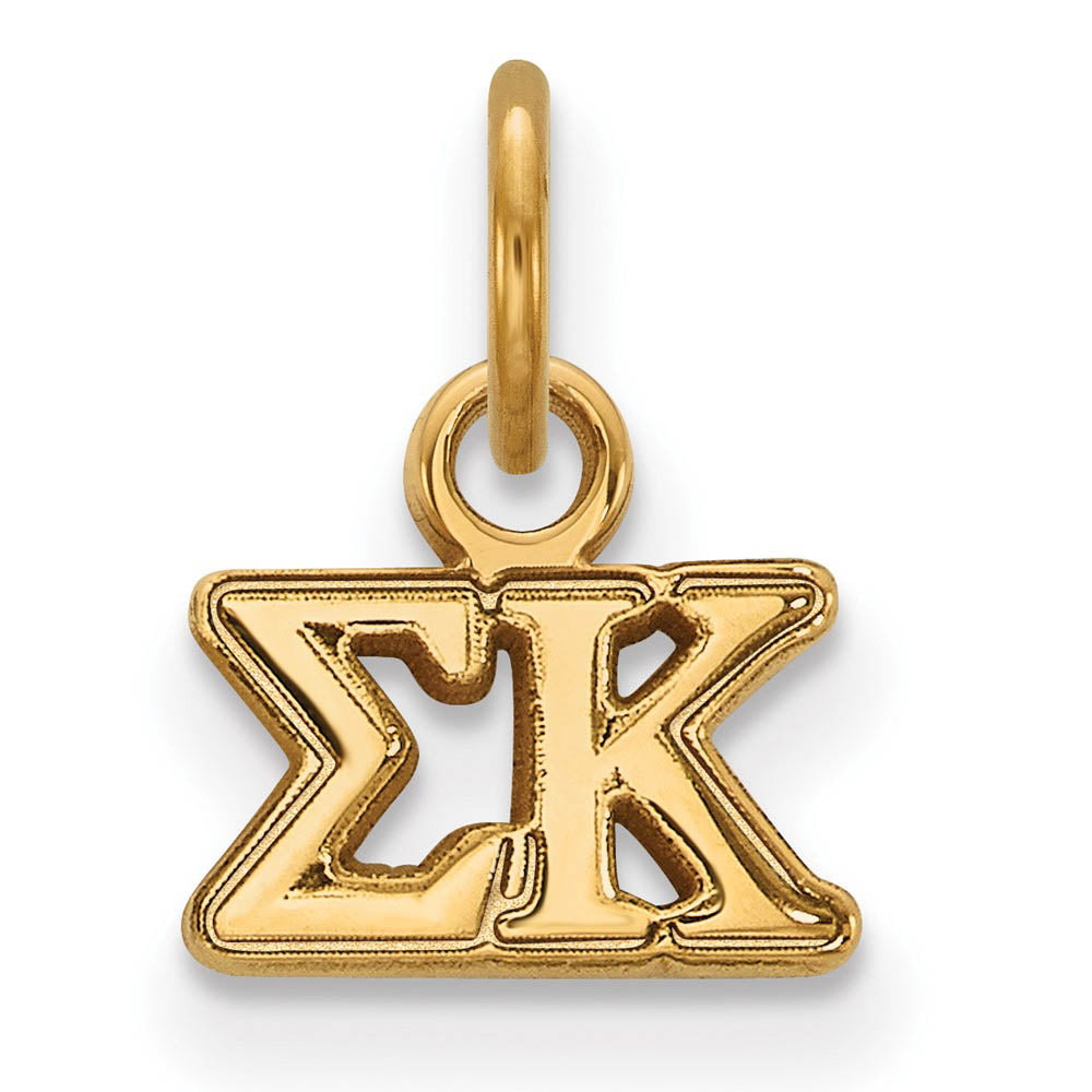 14K Gold Plated Silver Sigma Kappa XS (Tiny) Greek Letters Charm, Item P27118 by The Black Bow Jewelry Co.