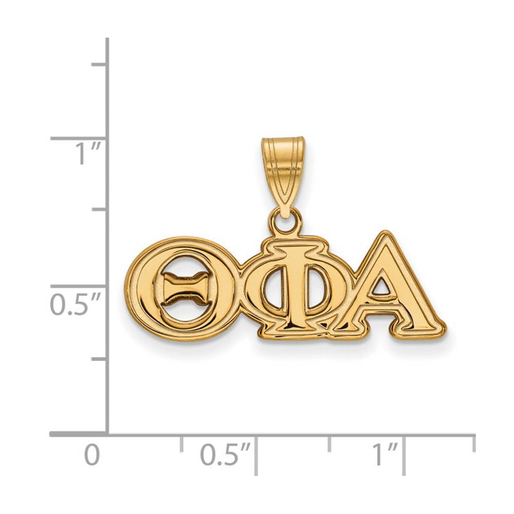 Alternate view of the 14K Plated Silver Theta Phi Alpha Medium Greek Letters Pendant by The Black Bow Jewelry Co.