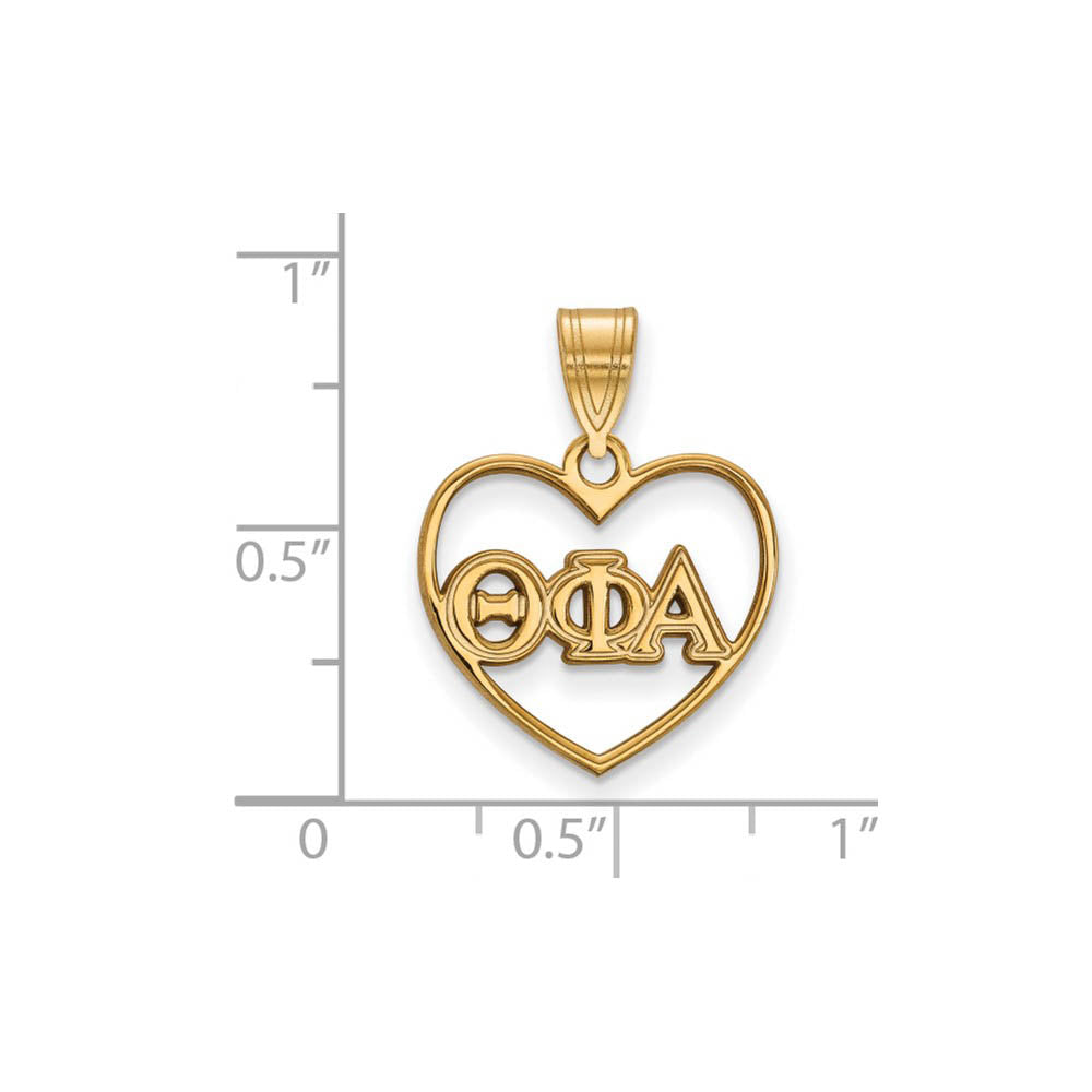 Alternate view of the 14K Plated Silver Theta Phi Alpha Heart Greek Letters Pendant by The Black Bow Jewelry Co.