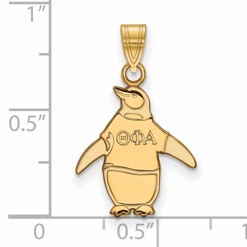 Alternate view of the 14K Plated Silver Theta Phi Alpha Small Pendant by The Black Bow Jewelry Co.