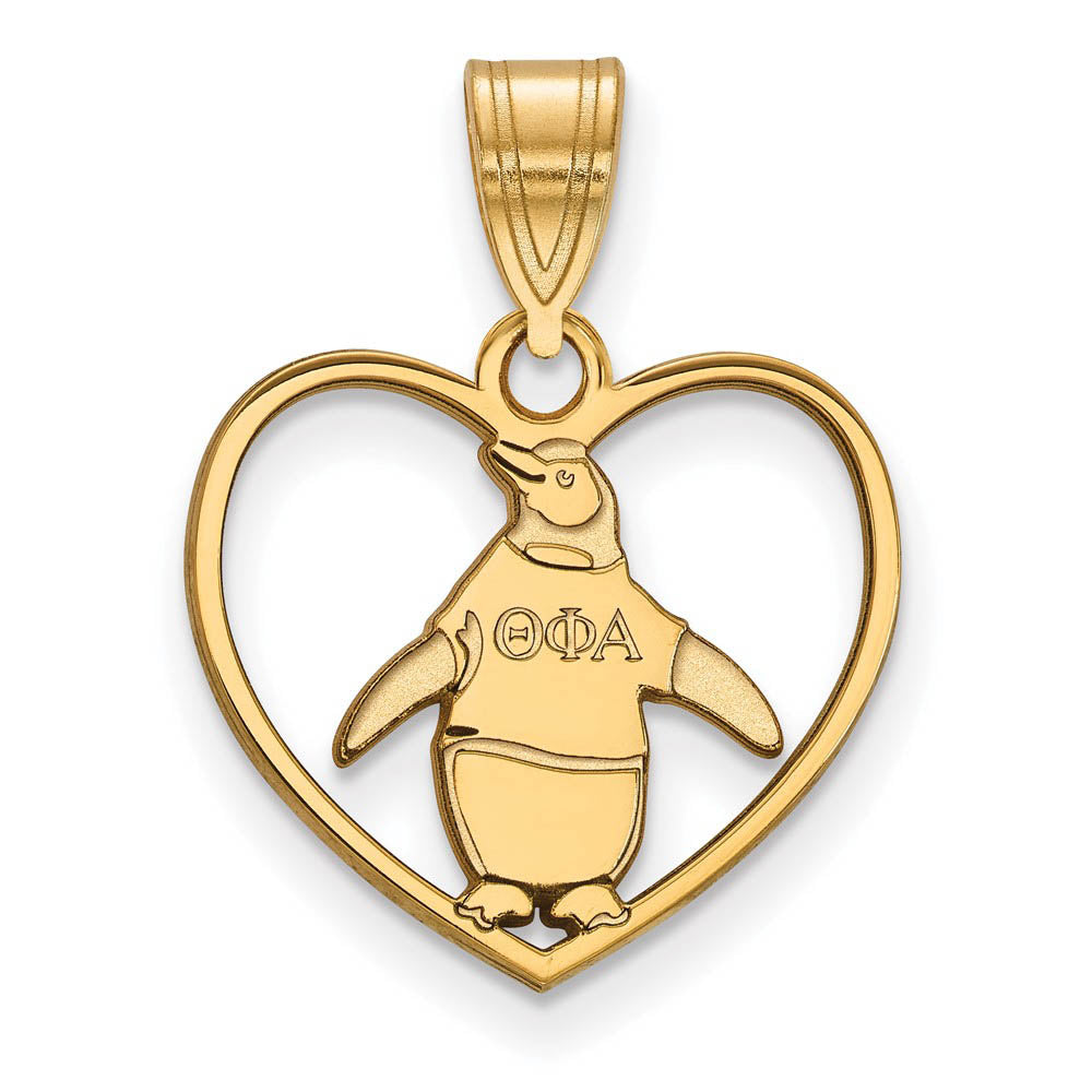 14K Plated Silver Theta Phi Alpha Heart Pendant, Item P27141 by The Black Bow Jewelry Co.