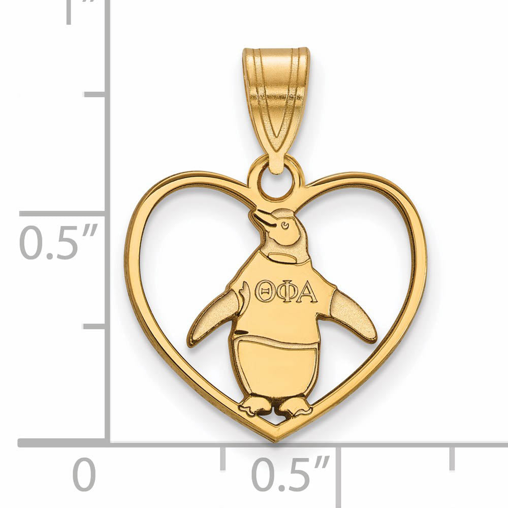 Alternate view of the 14K Plated Silver Theta Phi Alpha Heart Pendant by The Black Bow Jewelry Co.