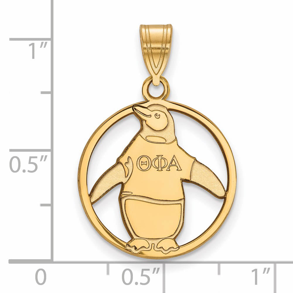 Alternate view of the 14K Plated Silver Theta Phi Alpha Medium Circle Pendant by The Black Bow Jewelry Co.