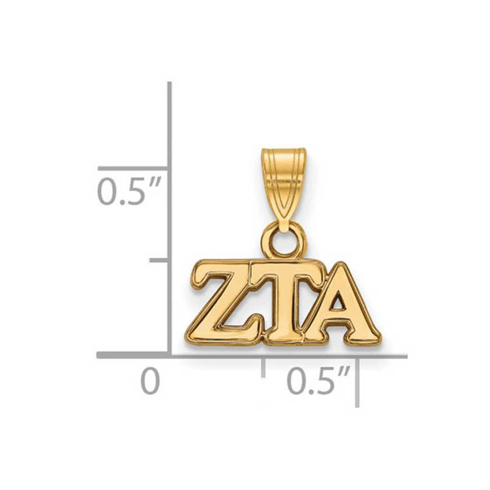 Alternate view of the 14K Plated Silver Zeta Tau Alpha Small Greek Letters Pendant by The Black Bow Jewelry Co.