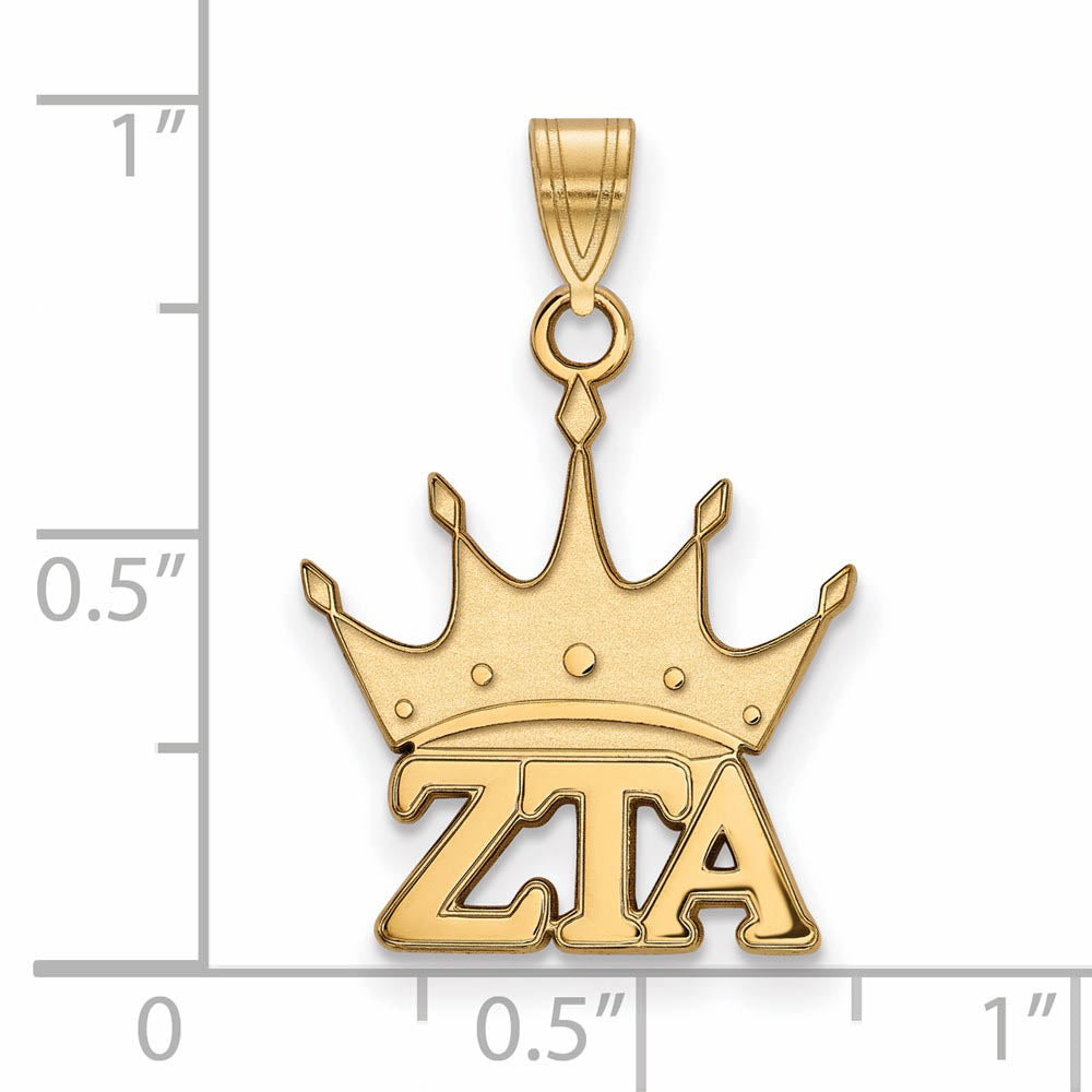 Alternate view of the 14K Plated Silver Zeta Tau Alpha Small Pendant by The Black Bow Jewelry Co.