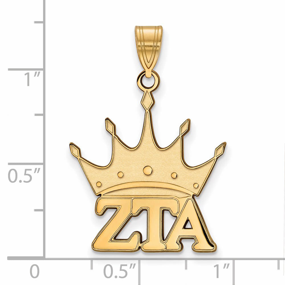 Alternate view of the 14K Plated Silver Zeta Tau Alpha Medium Pendant by The Black Bow Jewelry Co.