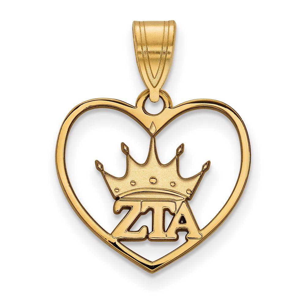 14K Plated Silver Zeta Tau Alpha Heart Pendant, Item P27151 by The Black Bow Jewelry Co.