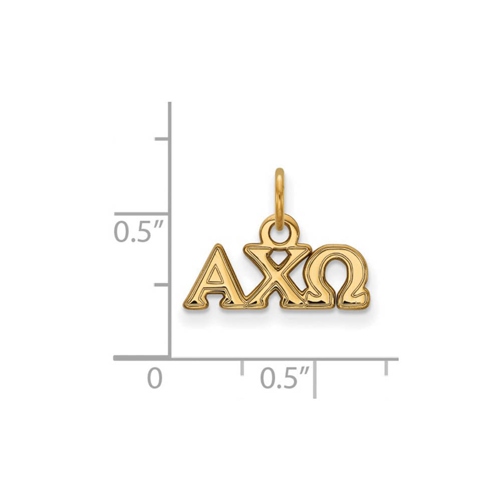 Alternate view of the 14K Gold Plated Silver Alpha Chi Omega XS (Tiny) Charm or Pendant by The Black Bow Jewelry Co.