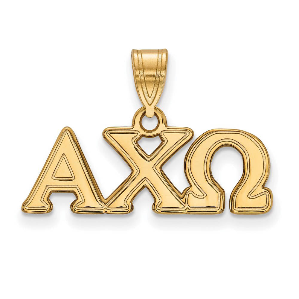 14K Plated Silver Alpha Chi Omega Medium Greek Letters Pendant, Item P27155 by The Black Bow Jewelry Co.