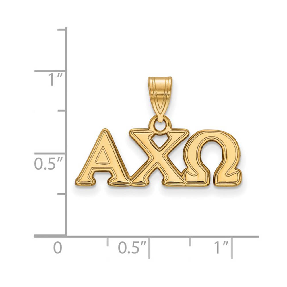 Alternate view of the 14K Plated Silver Alpha Chi Omega Medium Greek Letters Pendant by The Black Bow Jewelry Co.