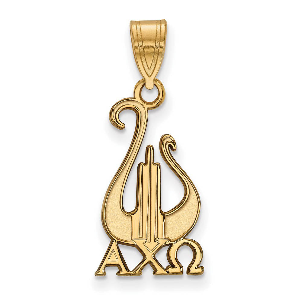 14K Plated Silver Alpha Chi Omega Medium Pendant, Item P27159 by The Black Bow Jewelry Co.