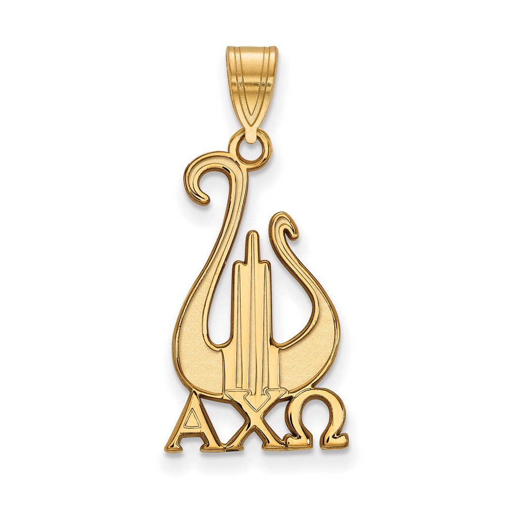 14K Plated Silver Alpha Chi Omega Large Pendant, Item P27160 by The Black Bow Jewelry Co.
