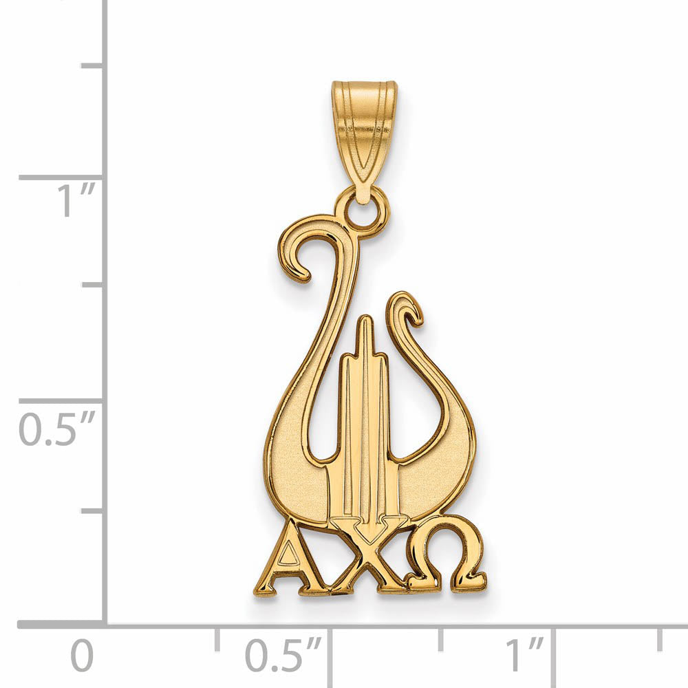 Alternate view of the 14K Plated Silver Alpha Chi Omega Large Pendant by The Black Bow Jewelry Co.